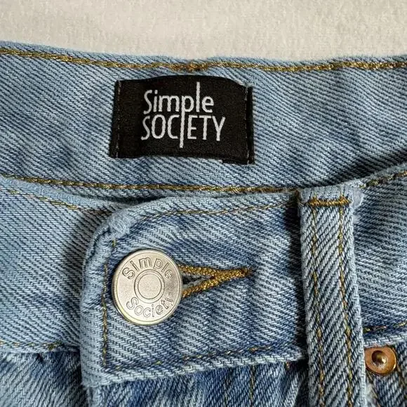 Simple Society Jeans Womens Size 5 27 Light Blue Straight Mom Y2K 90s Vintage OG - Picture 2 of 9